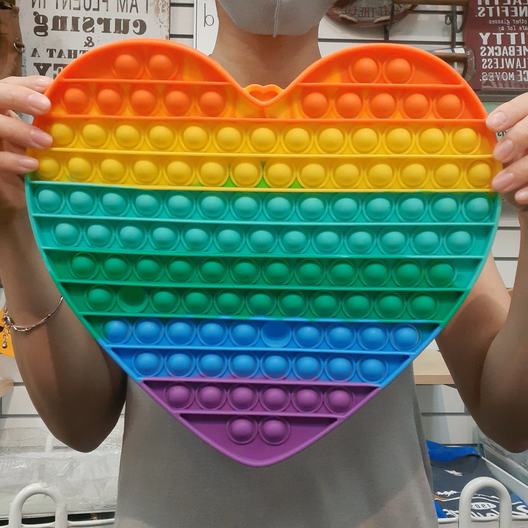 Pop it Silicon Toy Pastel Rainbow Heart Big size