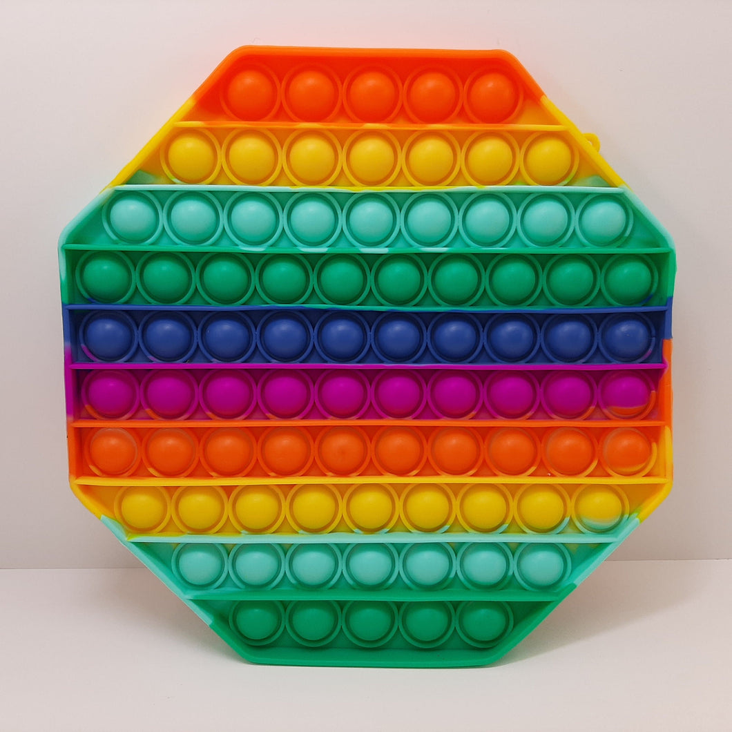 Pop it Silicon Toy Rainbow Octagon Medium Size