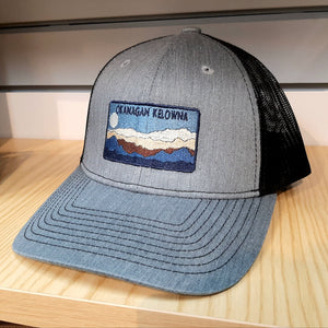 Adult Mesh Back  Graphic Cap Mountain Designed  Kelowna Gray X Blue