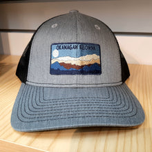 Load image into Gallery viewer, Adult Mesh Back  Graphic Cap Mountain Designed  Kelowna Gray X Blue

