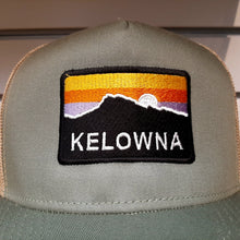 Load image into Gallery viewer, Adult Mesh Back  Graphic Cap Mountain Sun Designed  Kelowna Light Khaki
