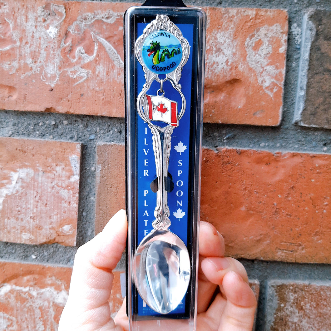 Ogopogo & Canada Flag Souvenir Spoon Silver Plated