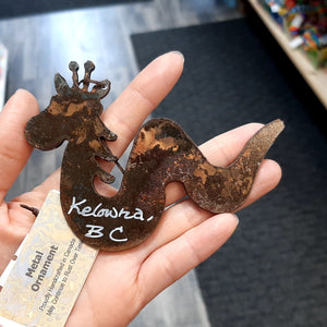Ogopogo Metal Christmas Ornament Kelowna Handcrafted in Canada