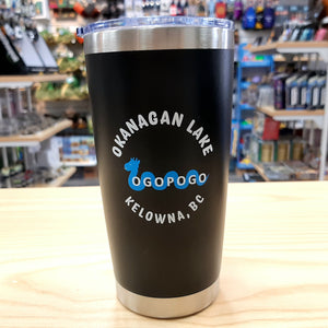 Insulated Stainless Steel thumbler Black Okanagan Kelowna Ogopogo