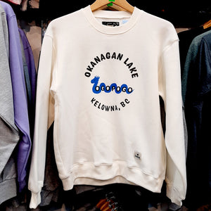 ADULT KELOWNA OKANAGAN LAKE OGOPOGO SWEATSHIRT  WARM LINED CREAM