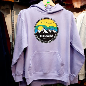 Adult Kelowna Graphic Hoodie "The Mountains are calling" Purple