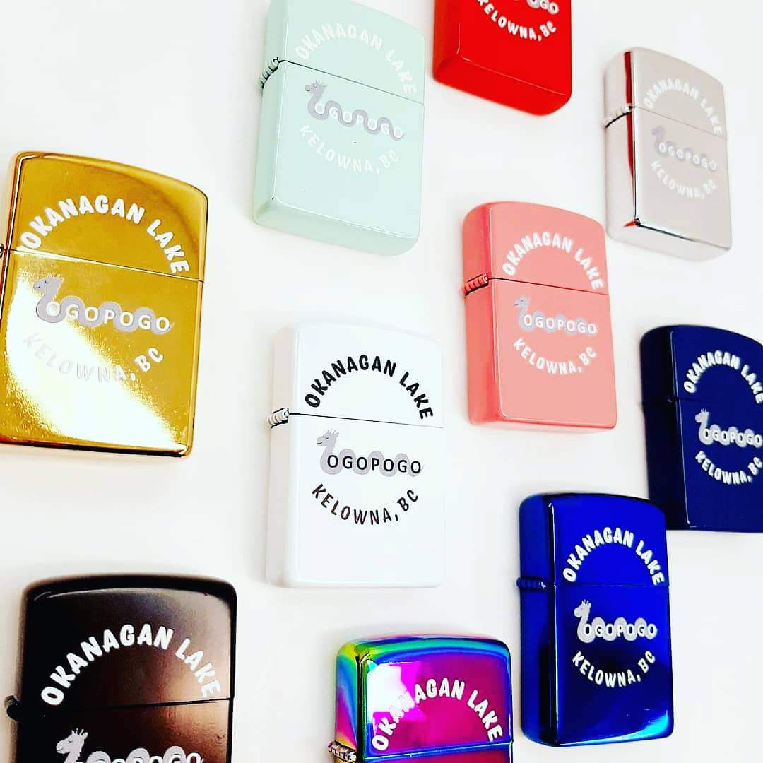 Okanagan Lake Ogopogo Kelowna Logo On Zippo Style Lighter 10 Colors OGOPOGO GIFTLAND KELOWNA