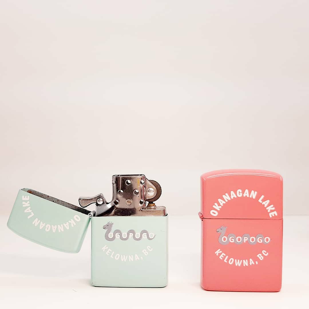 Okanagan Lake Ogopogo Kelowna Logo On Zippo Style Lighter 10 Colors OGOPOGO GIFTLAND KELOWNA